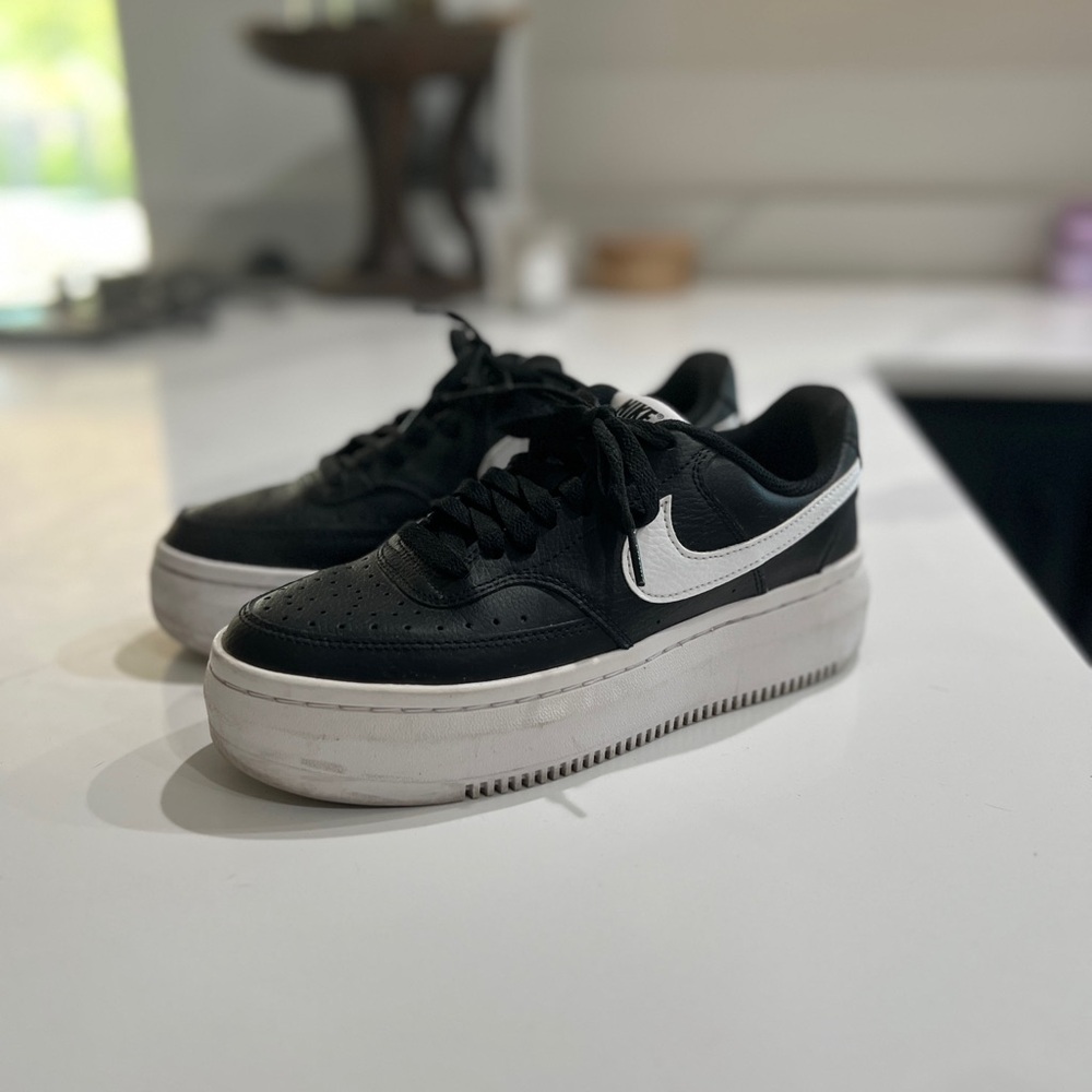 Nike Women's Black and White Platform Sneakers